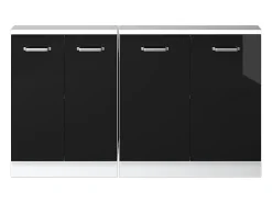 Armário de cozinha para sótão inclinado preto alto brilho 140x46x81.6 r-line