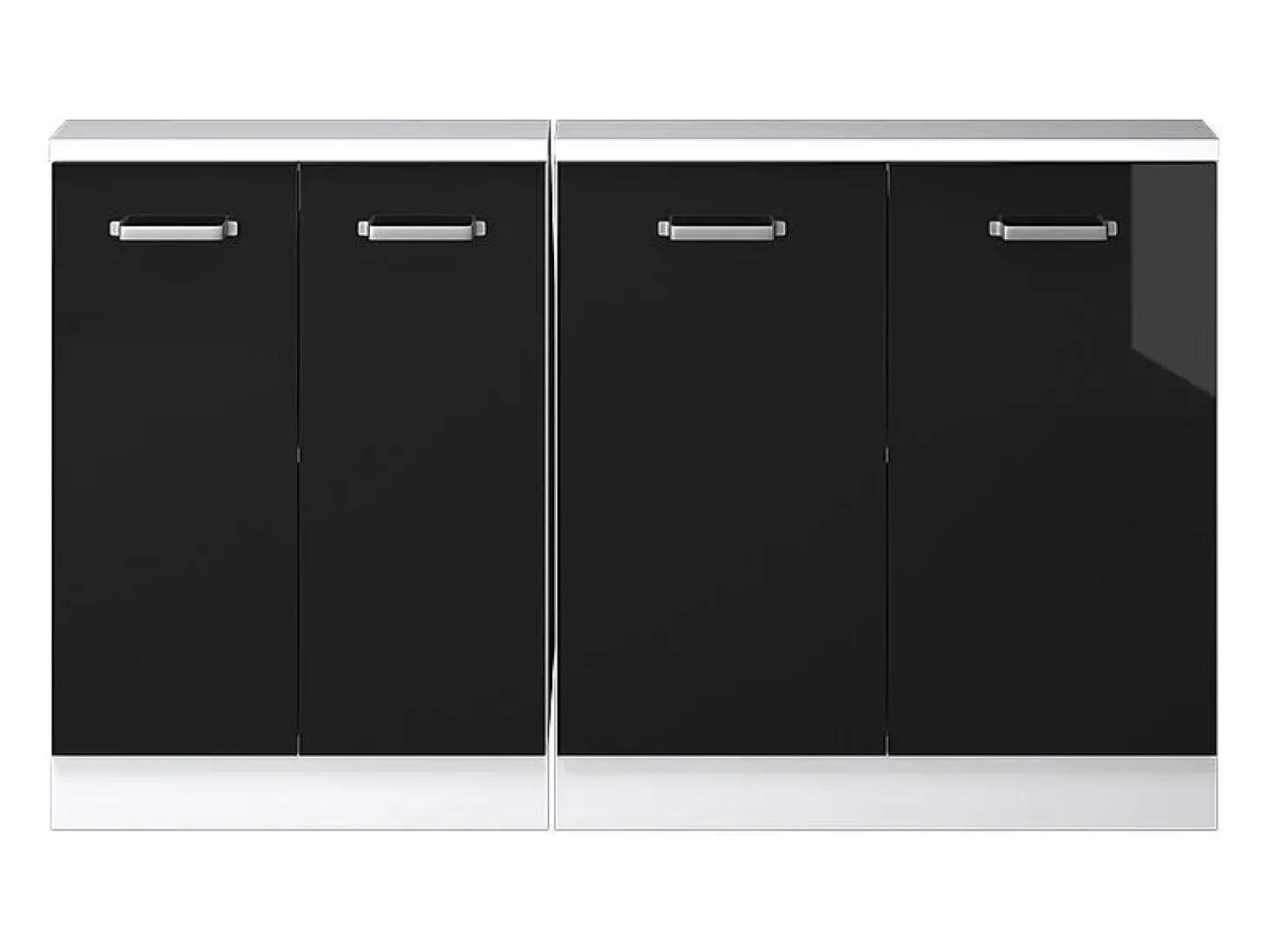 Armário de cozinha para sótão inclinado preto alto brilho 140x46x81.6 r-line