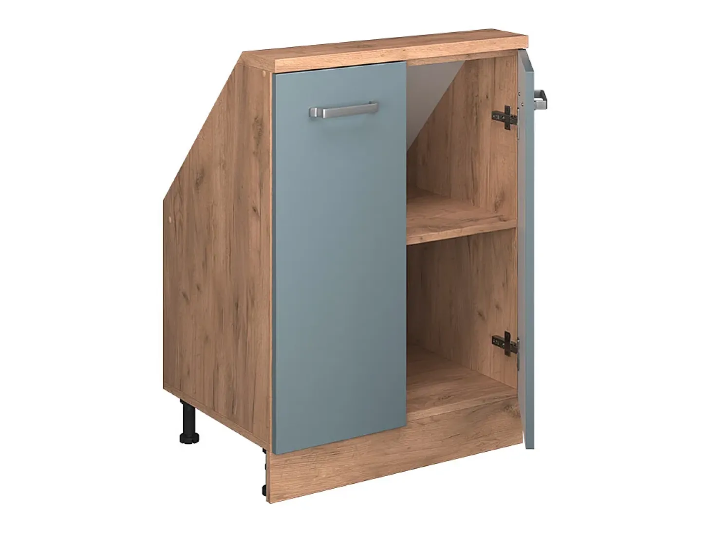 Armário de cozinha para sótão inclinado azul-cinza 60x46x81.6 r-line