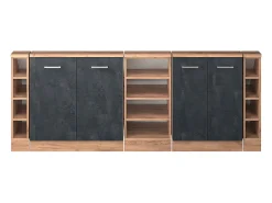 Armário de cozinha para sótão inclinado concreto preto 210x46x81.6 r-line