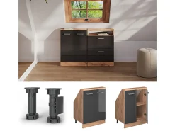Armário de cozinha para sótão inclinado antracite alto brilho 60x46x81.6 r-line