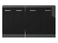 Armário de cozinha para sótão inclinado preto alto brilho 140x46x81.6 r-line