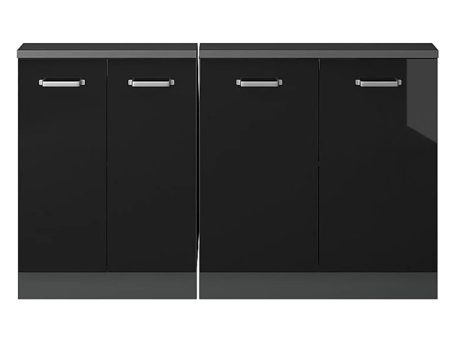 Armário de cozinha para sótão inclinado preto alto brilho 140x46x81.6 r-line