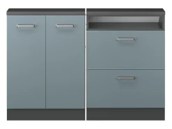 Armário de cozinha para sótão inclinado azul-cinza 120x46x81.6 r-line