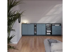 Armário de cozinha para sótão inclinado azul-cinza 80x46x81.6 r-line