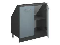 Armário de cozinha para sótão inclinado azul-cinza 80x46x81.6 r-line