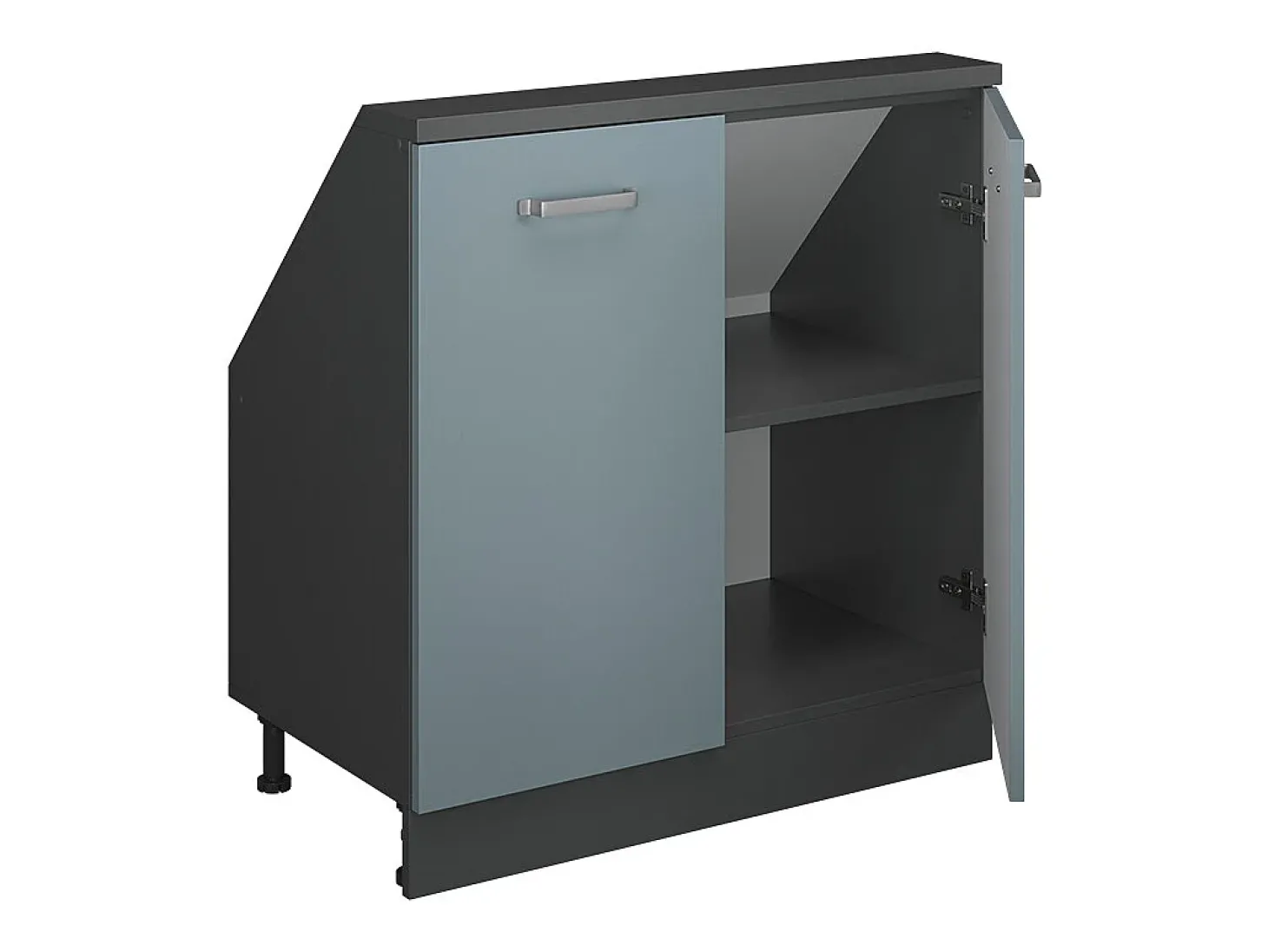 Armário de cozinha para sótão inclinado azul-cinza 80x46x81.6 r-line