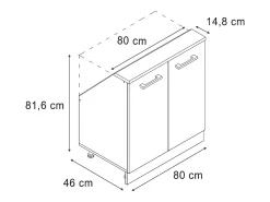 Armário de cozinha para sótão inclinado betão 80x46x81.6 r-line