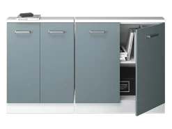Armário de cozinha para sótão inclinado azul-cinza 140x46x81.6 r-line