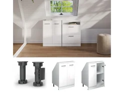Armário de cozinha para sótão inclinado branco alto brilho 60x46x81.6 r-line
