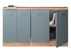 Armário de cozinha para sótão inclinado azul-cinza 140x46x81.6 r-line