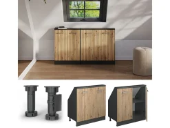Armário de cozinha para sótão inclinado carvalho artesanal 80x46x81.6 r-line