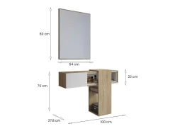 Armário de entrada Daba, Entrada de cabide, Composição para o átrio, Consola de armazenamento multifuncional, 100x31h75 cm, Carvalho e Branco