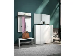 Armário de entrada Dbara, Entrada de cabide, Compoição para o átrio, Conola de armazenamento multifunçõe, Made in Italy, 80x40h40 cm, Branco brilhante e Antracite