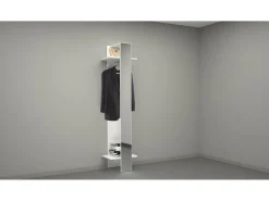 Armário de entrada Dcrociat, Armário mulFunção, Cabide de parede com espelho, 50x35h190 cm, Branco
