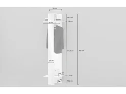 Armário de entrada Dcrociat, Armário mulFunção, Cabide de parede com espelho, 50x35h190 cm, Branco