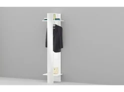 Armário de entrada Dcrociat, Armário mulFunção, Cabide de parede com espelho, 50x35h190 cm, Branco