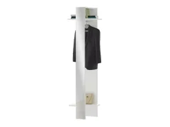 Armário de entrada Dcrociat, Armário mulFunção, Cabide de parede com espelho, 50x35h190 cm, Branco