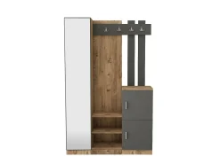 Armário de entrada Dgagn, Entrada de cabide, CompoSição para átrio, Consola de armazenamento multifunções, 114x38h180 cm, Carvalho e Antracite