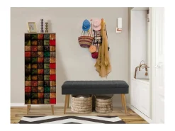 Armário de entrada Dgallett, Entrada de cabide, Composição para átrio, Console de armazenamento multifuncional, 50x38h135 cm, Carvalho e Antracite