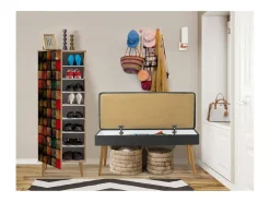 Armário de entrada Dgallett, Entrada de cabide, Composição para átrio, Console de armazenamento multifuncional, 50x38h135 cm, Carvalho e Antracite