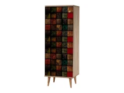 Armário de entrada Dgallett, Entrada de cabide, Composição para átrio, Consola de armazenamento multifunções, 50x38h135 cm, Carvalho e Verde