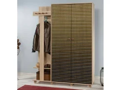 Armário de entrada Dpionett, Entrada de cabide,Composição para o átrio, Consola de armazenamento multifunções, 135x36h194 cm, Carvalho