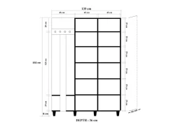 Armário de entrada Dpionett, Entrada de cabide, Composição para o átrio, Console de armazenamento multifuncional, 135x36h194 cm, Carvalho e Multicolorido