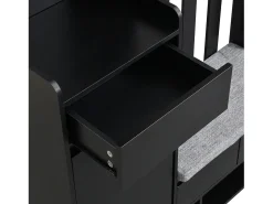 Armário de entrada multifuncional - com bengaleiro e banco para guardar sapatos - MDF - Preto
