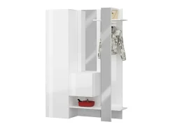 Armário de entradaDcriscion, Armário multifuncional com 2 portas, Cabide de parede com 2 espelhos, 140x35h190 cm, Branco