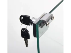 Armário de exposição em vidro - 3 prateleiras em vidro - Estante de chão para quarto - Roupeiro moderno em madeira com portas e fechadura - Preto