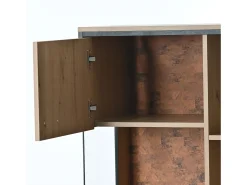 Armário de exposição LED 150x78x40cm - com grande espaço de arrumação porta de vidro - mobiliário de apresentação - madeira natural