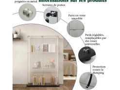 Armário de exposição para sala de estar com 4 prateleiras e portas duplas – Móveis elegantes para sala de estar