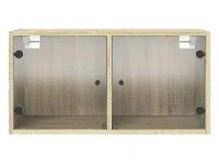 Armário de parede c/ portas vidro 68,5x37x35 cm carvalho sonoma