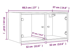 Armário de parede c/ portas vidro 68,5x37x35 cm carvalho sonoma