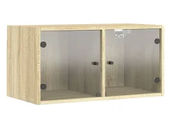 Armário de parede c/ portas vidro 68,5x37x35 cm carvalho sonoma