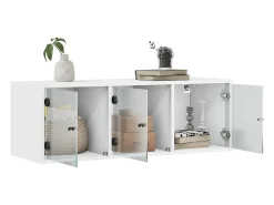 Armário de parede c/ portas de vidro 102x37x35 cm branco