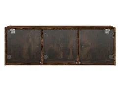 Armário de parede c/ portas vidro 102x37x35 cm carvalho fumado