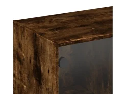 Armário de parede c/ portas vidro 102x37x35 cm carvalho fumado