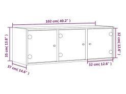 Armário de parede c/ portas vidro 102x37x35 cm carvalho fumado