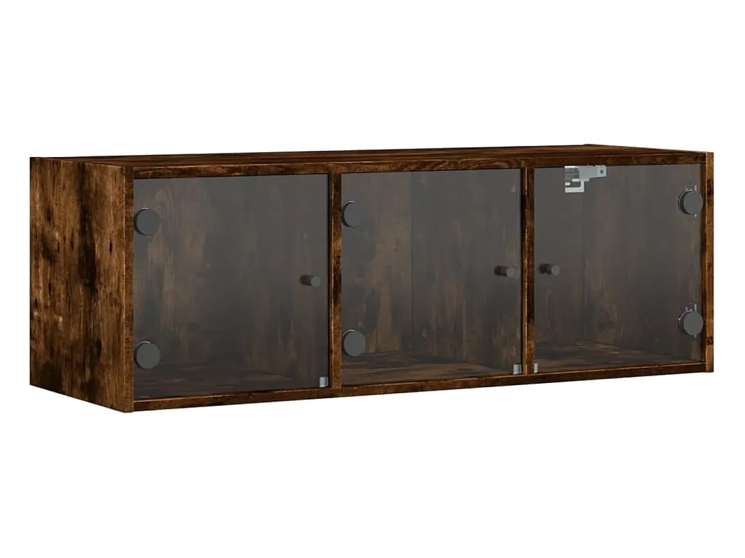Armário de parede c/ portas vidro 102x37x35 cm carvalho fumado