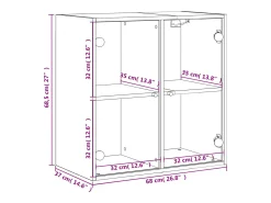 Armário de parede c/ portas vidro 68x37x68,5 cm carvalho sonoma