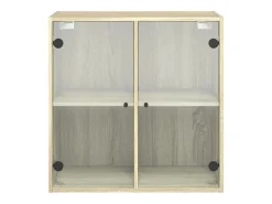 Armário de parede c/ portas vidro 68x37x68,5 cm carvalho sonoma