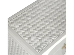 Armário de parede de vidro de 70 cm com duas portas, ideal para hall de entrada, sala de estar e banheiro, com padrão trançado, na cor branca.