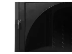 Armário de parede de vidro de 70 cm com duas portas, adequado para hall de entrada, sala de estar e banheiro, com padrão trançado, preto.
