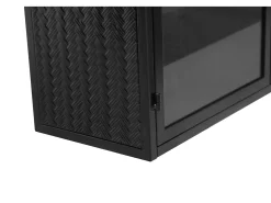 Armário de parede de vidro de 70 cm com duas portas, adequado para hall de entrada, sala de estar e banheiro, com padrão trançado, preto.