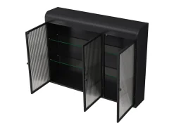 Armário de parede moderno com portas de vidro - para cozinha e banheiro - 90 × 20 × 70 cm, preto