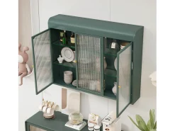 Armário de parede moderno com portas de vidro - para cozinha e banheiro - 90 × 20 × 70 cm, branco