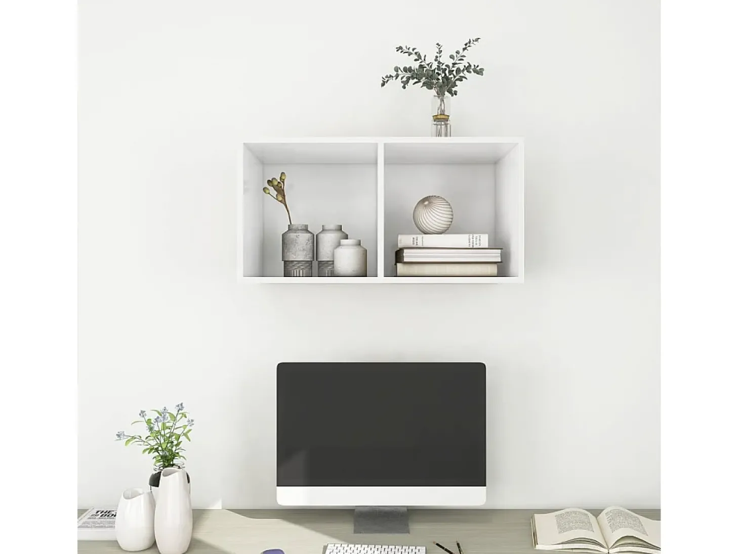 Armário de parede para TV 37x37x72 cm derivados madeira branco