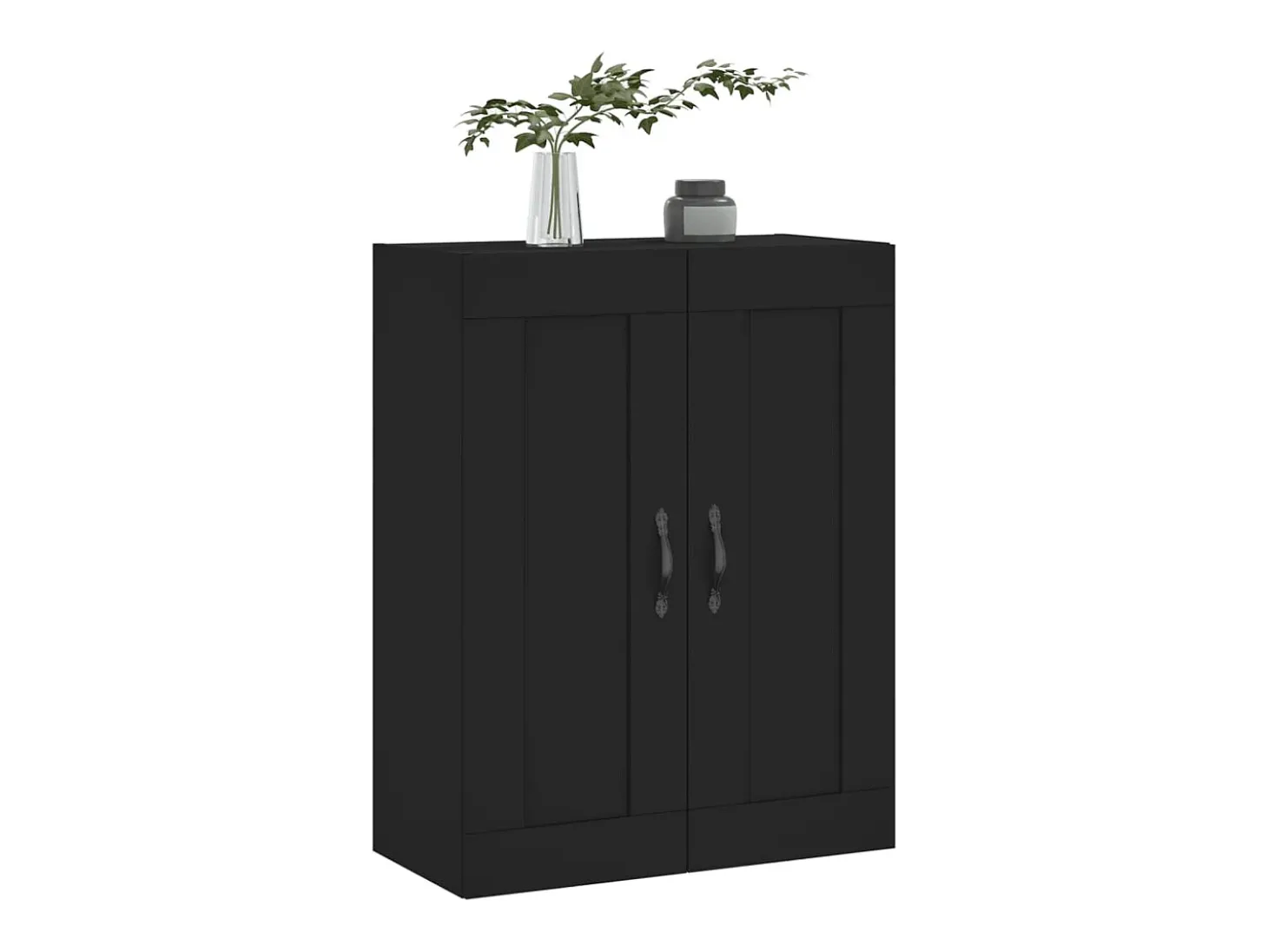 Armário de parede 69,5x34x90 cm derivados de madeira preto